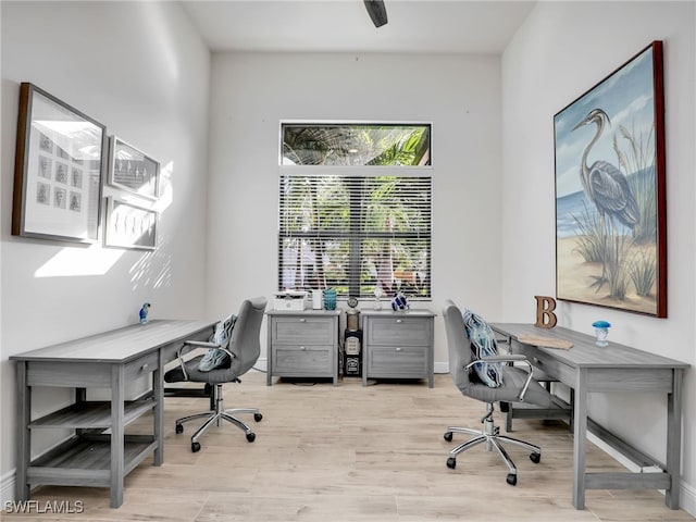 office space featuring light wood-type flooring