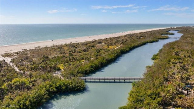 property view of water featuring a beach view