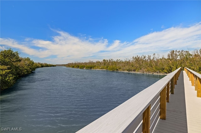 dock area featuring a water view