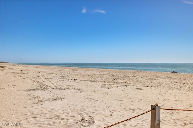 view of water feature featuring a beach view