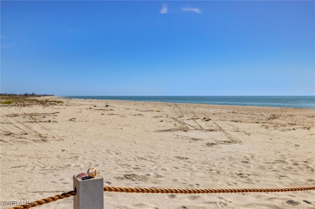 view of water feature featuring a beach view