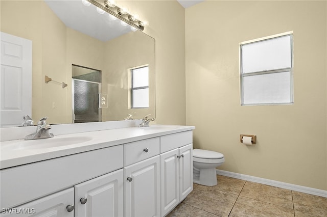 bathroom with tile patterned flooring, vanity, and toilet