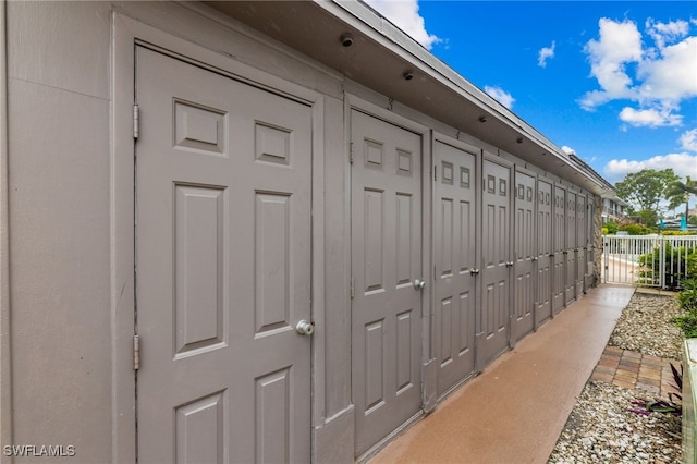 view of property exterior with mail boxes