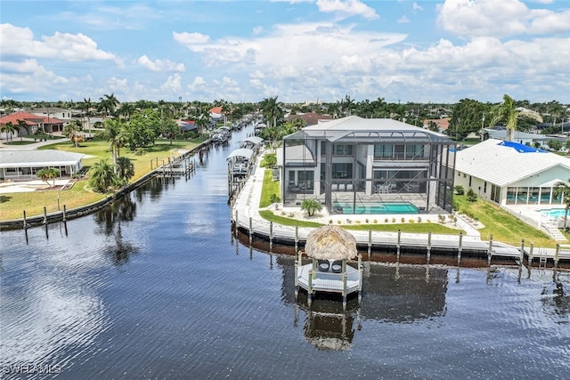 exterior space featuring a water view