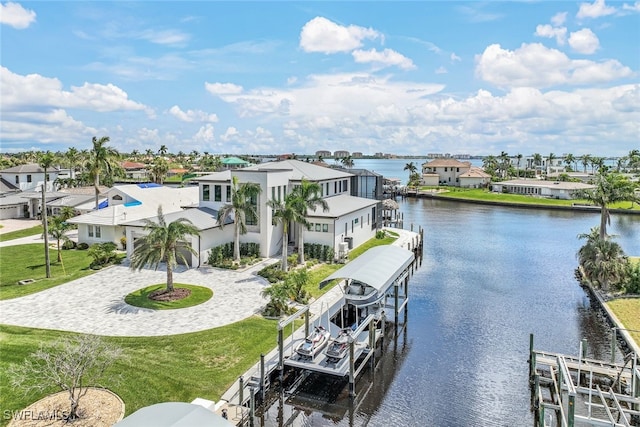 property view of water featuring a dock