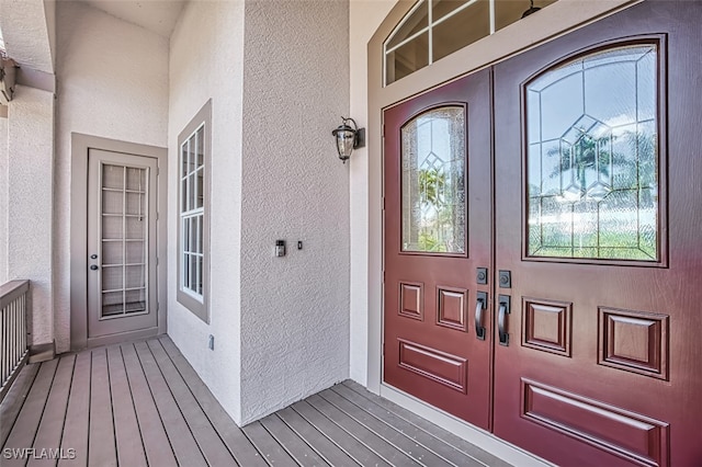 property entrance with french doors