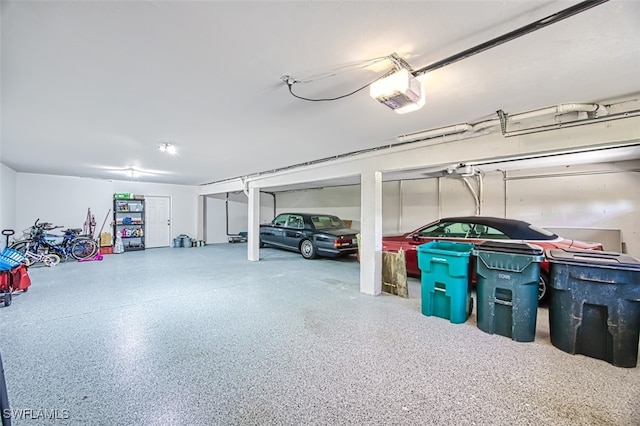 garage with a garage door opener