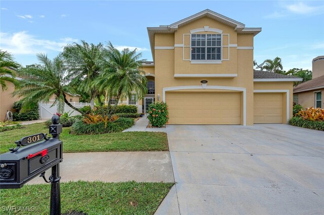 view of front of house with a garage