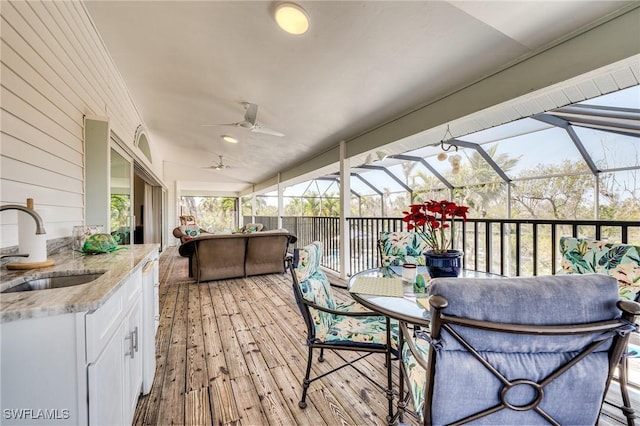 3025 Turtle Gait Ln, Sanibel, FL 33957 - exterior space with a lanai, a sink, and ceiling fan