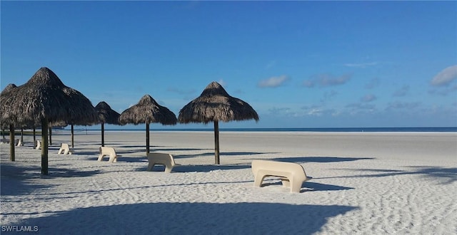 property view of water with a beach view