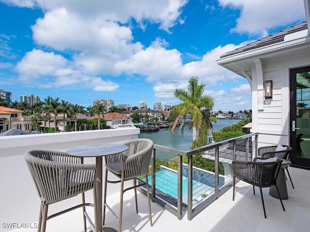 balcony with a water view