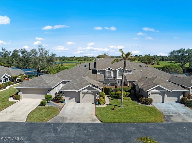 view of front of home featuring a garage and a front yard