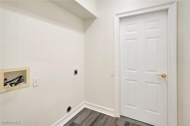 laundry area featuring washer hookup, dark hardwood / wood-style flooring, and hookup for an electric dryer