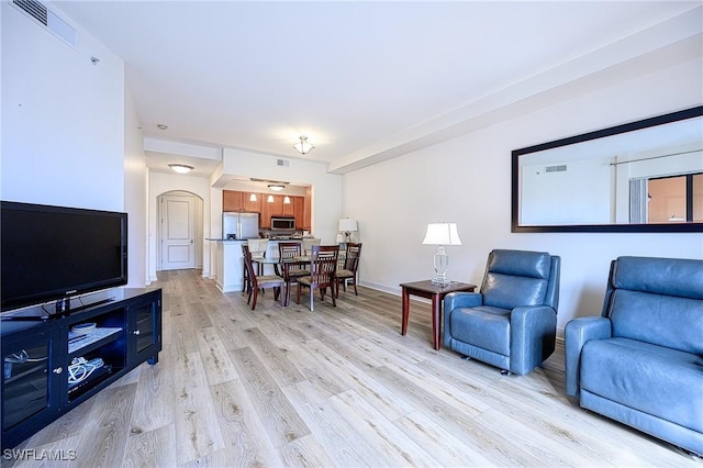 living room featuring light hardwood / wood-style floors