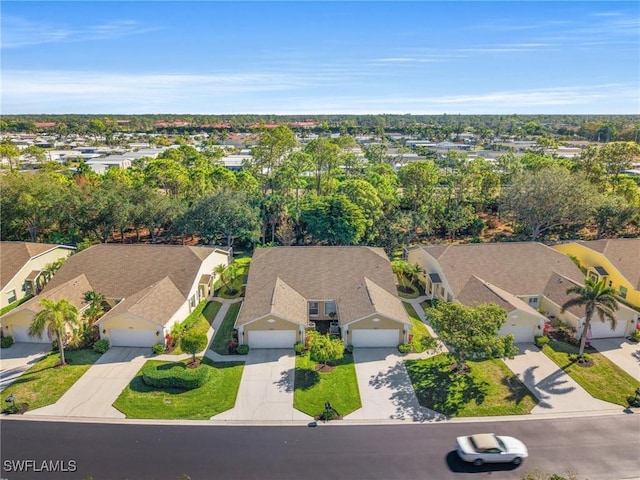 drone / aerial view with a residential view