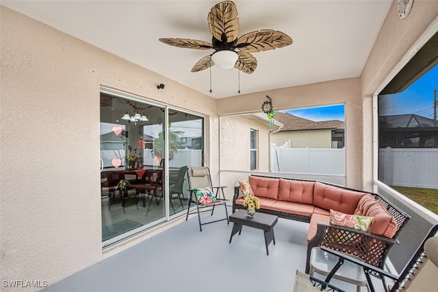 view of patio / terrace with an outdoor hangout area and ceiling fan