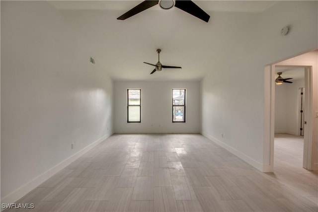 spare room featuring ceiling fan