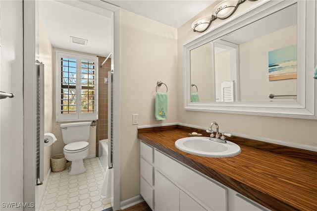 full bathroom with vanity, shower / bathing tub combination, and toilet