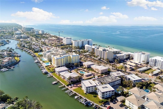 bird's eye view featuring a water view