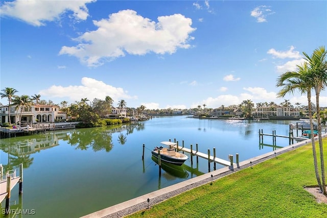 view of dock featuring a water view