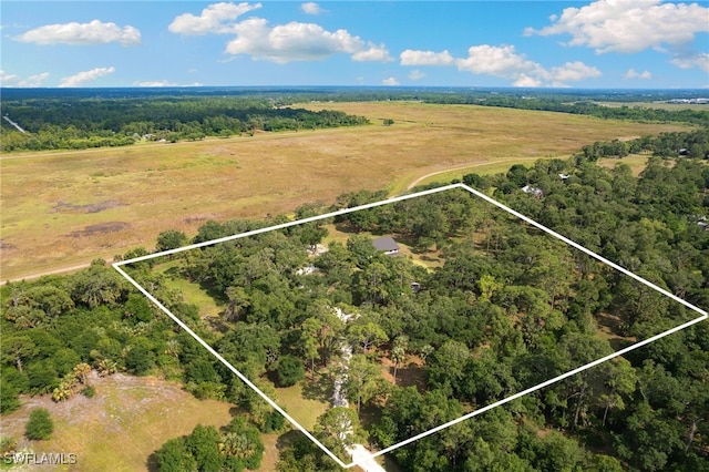 aerial view with a rural view