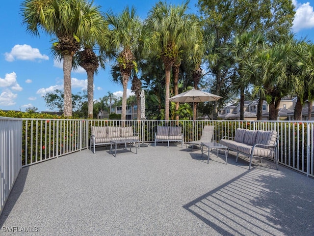 view of patio / terrace featuring an outdoor living space