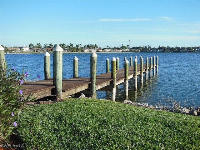 view of dock featuring a water view