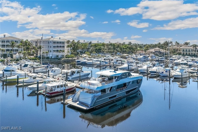 view of dock featuring a water view