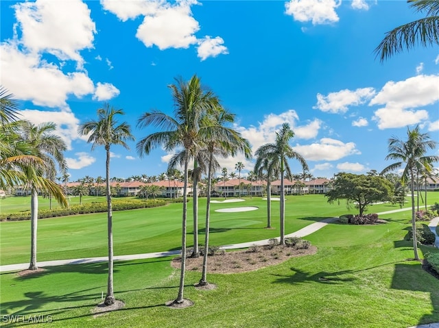 view of property's community featuring a lawn