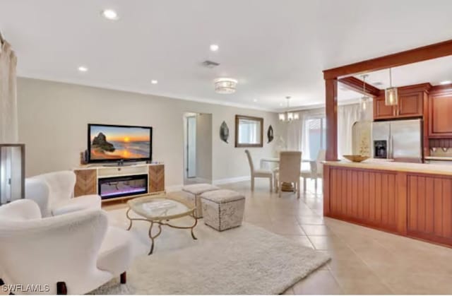 116 Capri Blvd, Naples, FL 34113 - living room featuring light tile patterned floors, visible vents, recessed lighting, and baseboards