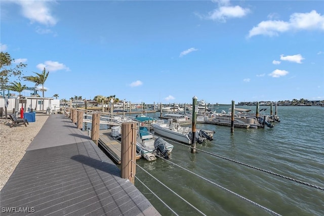 dock area featuring a water view