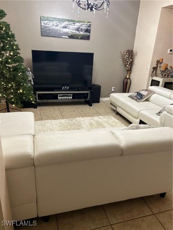 view of tiled living room