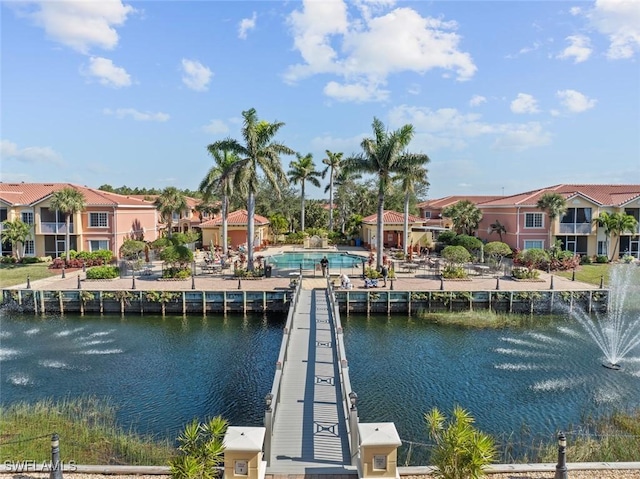 view of dock featuring a water view