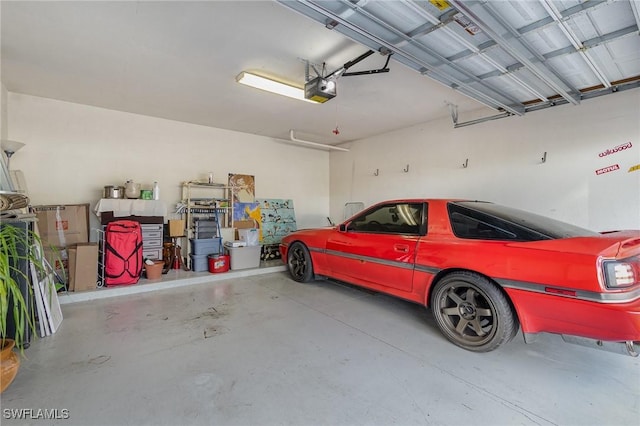 garage with a garage door opener