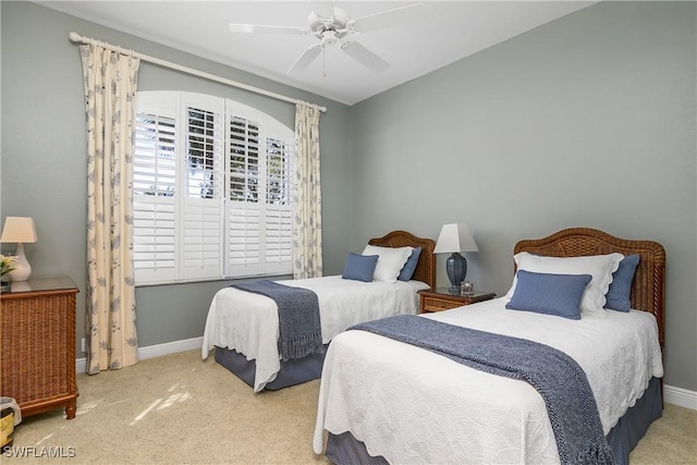 bedroom with carpet and ceiling fan