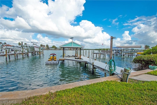 view of dock featuring a water view