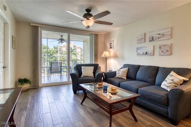 living room featuring hardwood / wood-style flooring