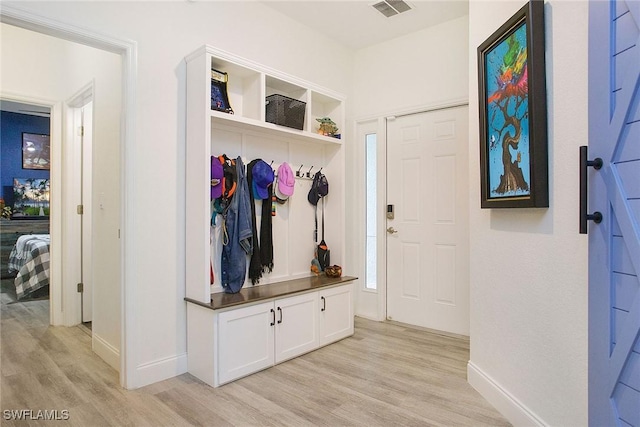 mudroom featuring light wood-type flooring