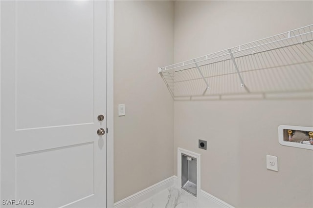 laundry area featuring electric dryer hookup and hookup for a washing machine