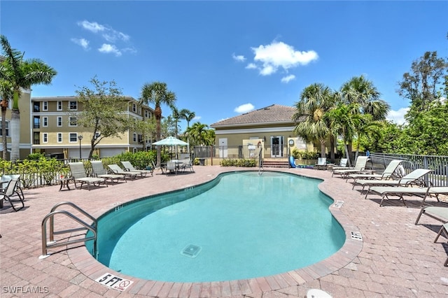 view of pool featuring a patio area