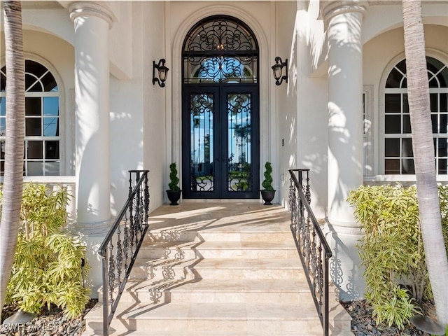 entrance to property with french doors