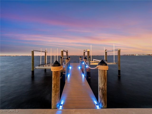 dock area featuring a water view