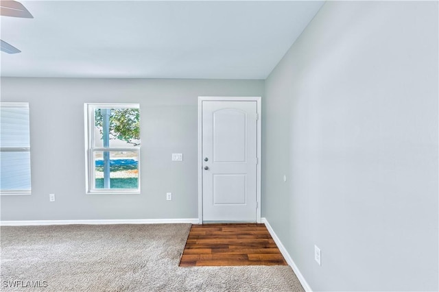 entrance foyer with carpet flooring