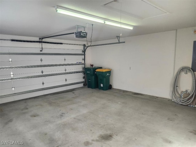 garage with a garage door opener