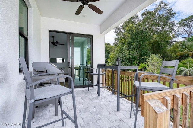 balcony with ceiling fan