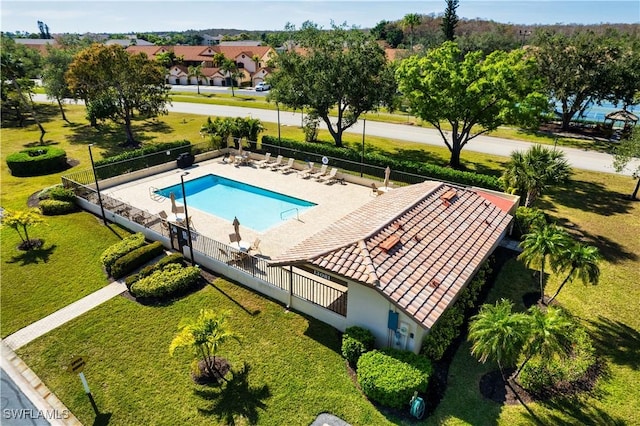 view of swimming pool featuring a patio area