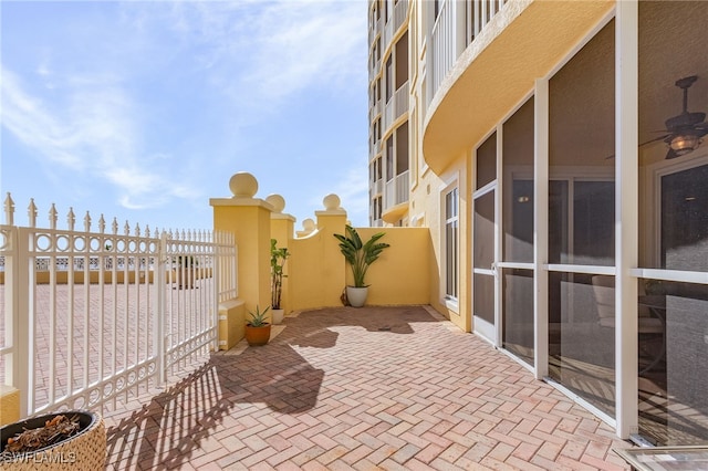 view of patio / terrace with ceiling fan