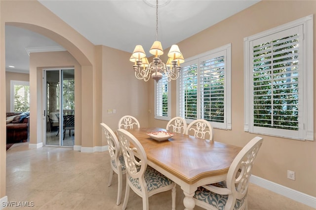 dining room featuring a chandelier