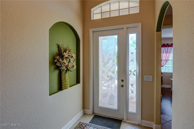 view of tiled entrance foyer