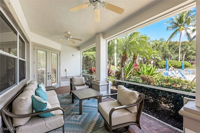 sunroom with french doors